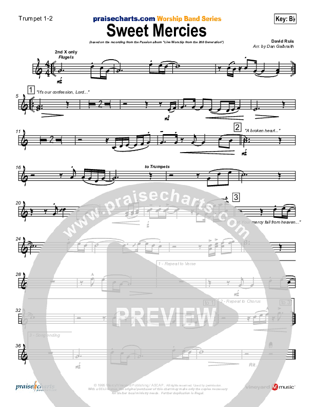 Sweet Mercies Trumpet 1,2 (David Ruis / Passion)