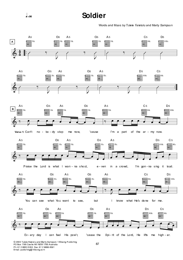 Soldier Lead Sheet (Hillsong UNITED)