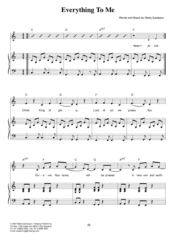 Everything To Me Lead & Piano (Hillsong UNITED)