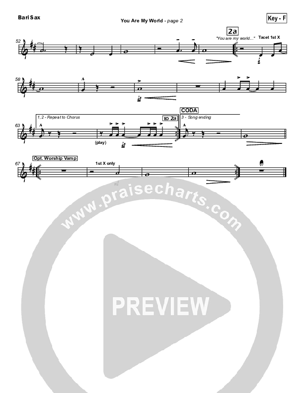 You Are My World Bari Sax (Hillsong Worship)