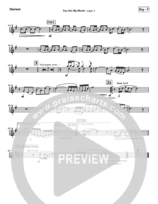 You Are My World Clarinet (Hillsong Worship)