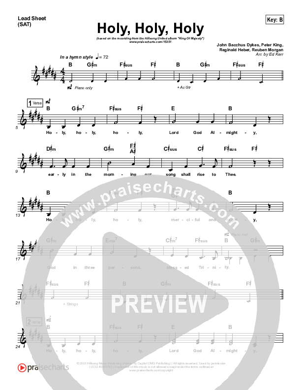 Holy Holy Holy Lead Sheet (Hillsong UNITED)