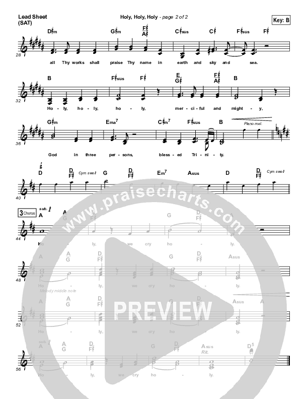 Holy Holy Holy Lead Sheet (SAT) (Hillsong UNITED)