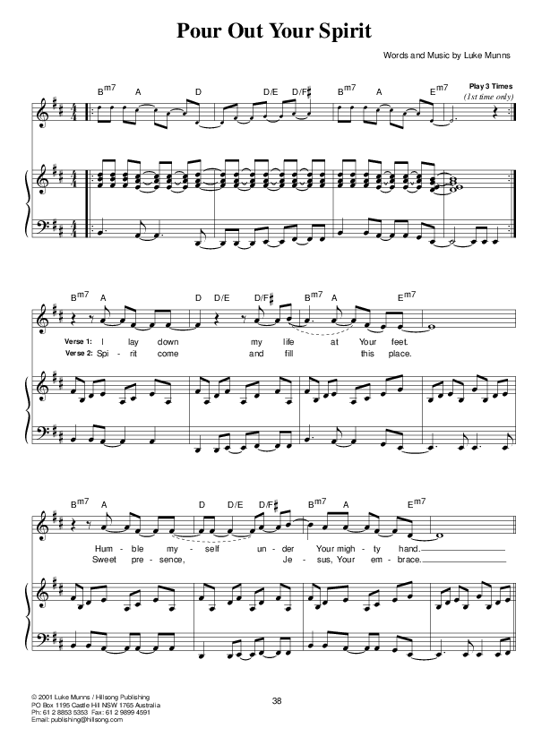 Pour Out Your Spirit Piano/Vocal (Hillsong UNITED)