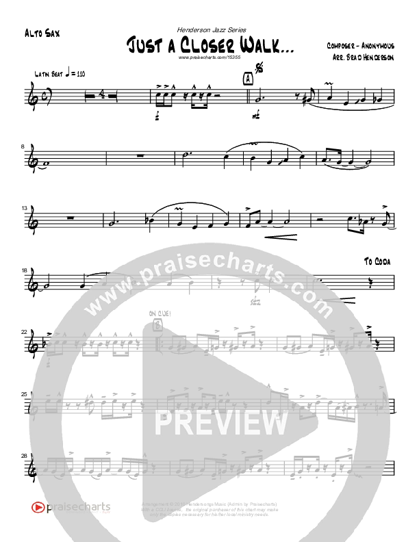 Just A Closer Walk (Instrumental) Alto Sax (Brad Henderson)
