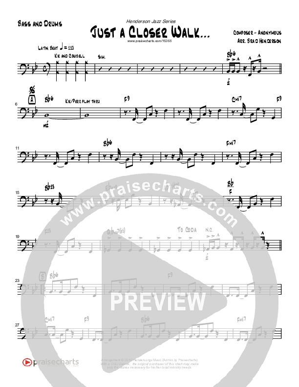 Just A Closer Walk (Instrumental) Bass Guitar (Brad Henderson)