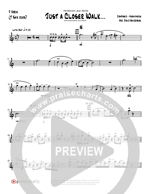 Just A Closer Walk (Instrumental) French Horn (Brad Henderson)