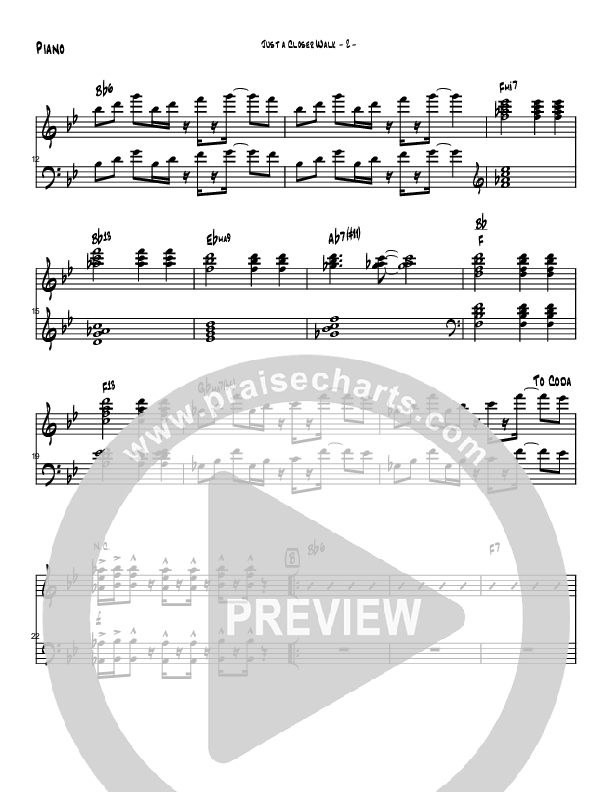 Just A Closer Walk (Instrumental) Piano Sheet (Brad Henderson)