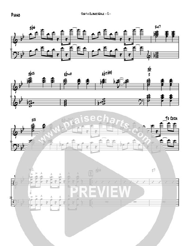 Just A Closer Walk (Instrumental) Piano Sheet (Brad Henderson)