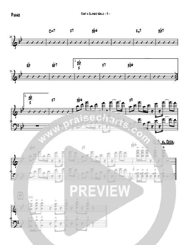 Just A Closer Walk (Instrumental) Piano Sheet (Brad Henderson)