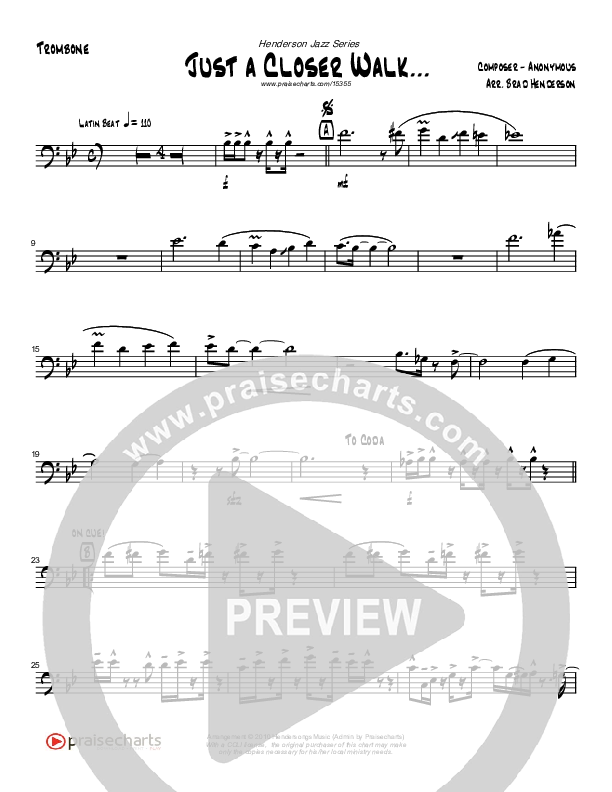Just A Closer Walk (Instrumental) Trombone (Brad Henderson)
