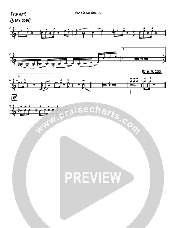Just A Closer Walk (Instrumental) Trumpet 2 (Brad Henderson)