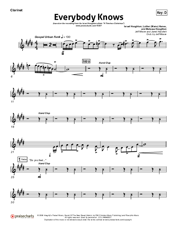Everybody Knows Clarinet (Israel Houghton)