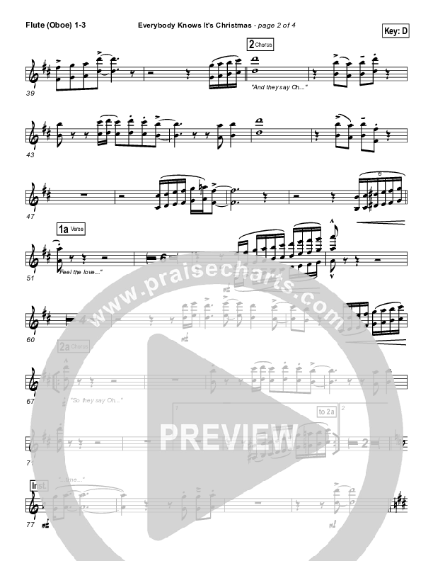 Everybody Knows Flute/Oboe 1/2/3 (Israel Houghton)