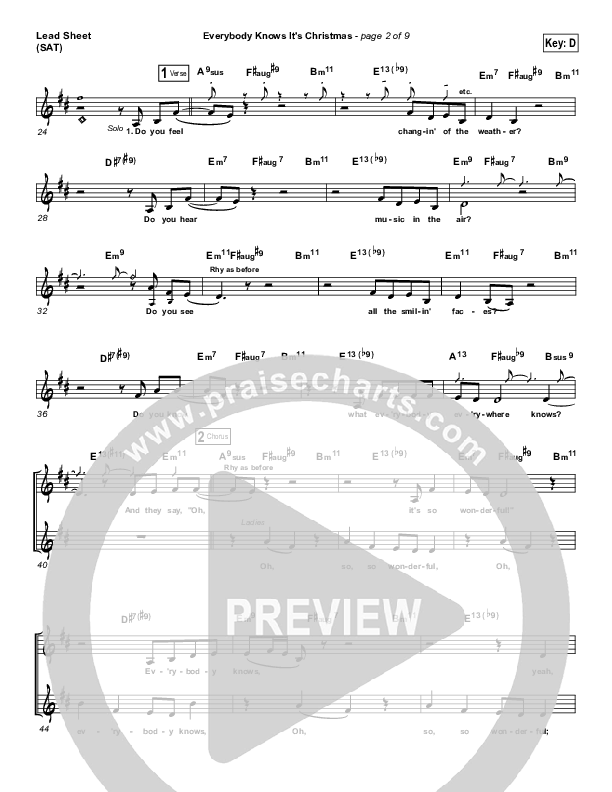 Everybody Knows Lead Sheet (SAT) (Israel Houghton)