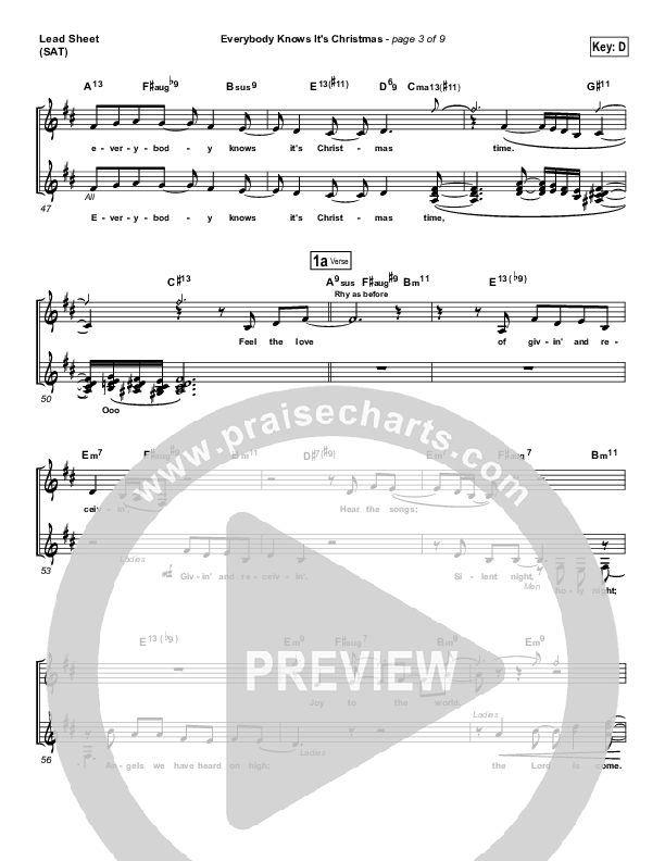 Everybody Knows Lead Sheet (SAT) (Israel Houghton)