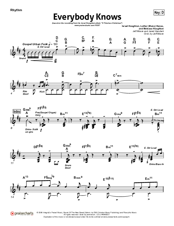 Everybody Knows Rhythm Chart (Israel Houghton)