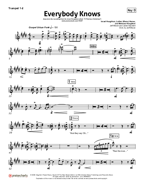 Everybody Knows Trumpet 1,2 (Israel Houghton)