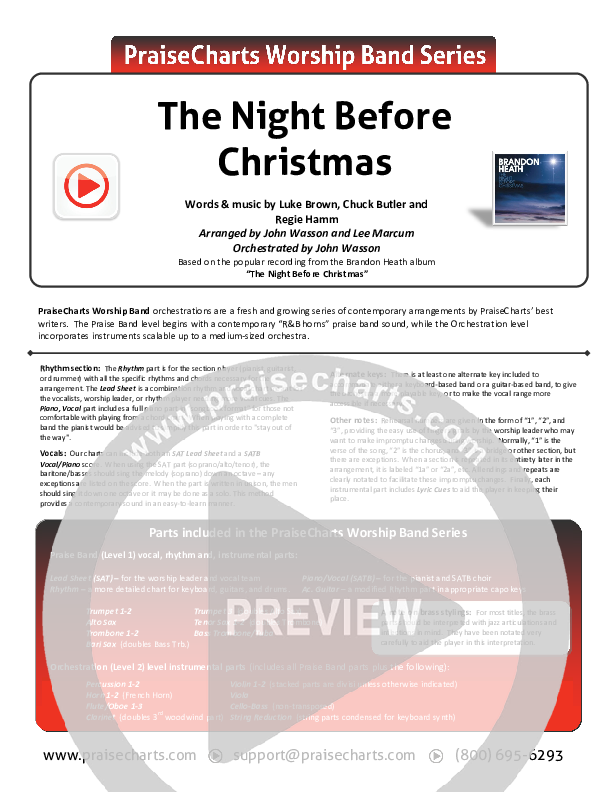 The Night Before Christmas Cover Sheet (Brandon Heath)