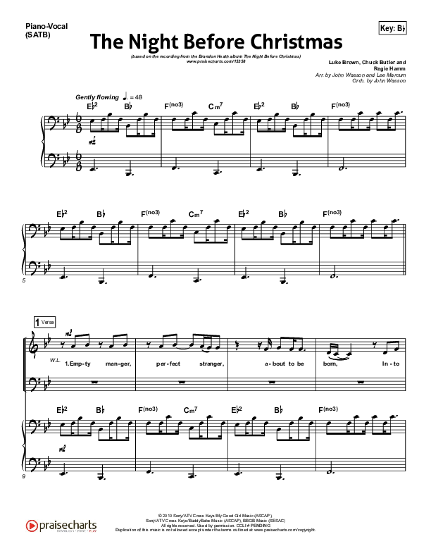 The Night Before Christmas Piano/Vocal (SATB) (Brandon Heath)