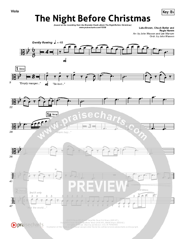 The Night Before Christmas Viola (Brandon Heath)