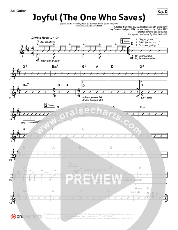 Joyful (The One Who Saves) Rhythm Chart (Brenton Brown)