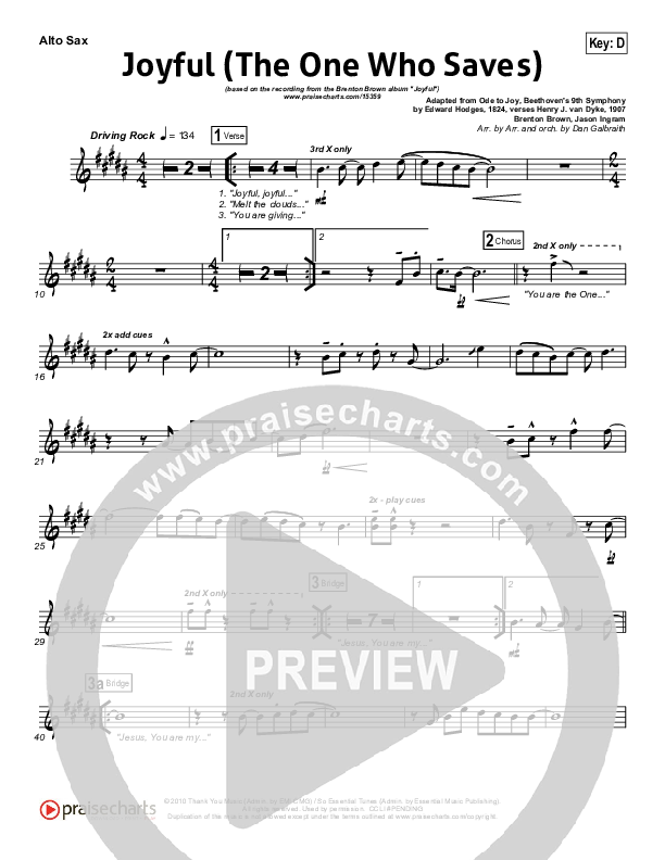 Joyful (The One Who Saves) Alto Sax (Brenton Brown)