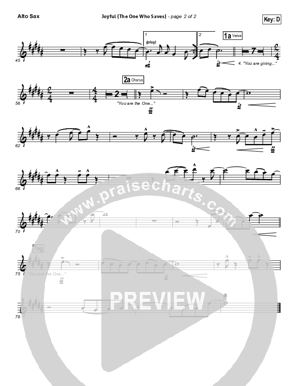 Joyful (The One Who Saves) Alto Sax (Brenton Brown)
