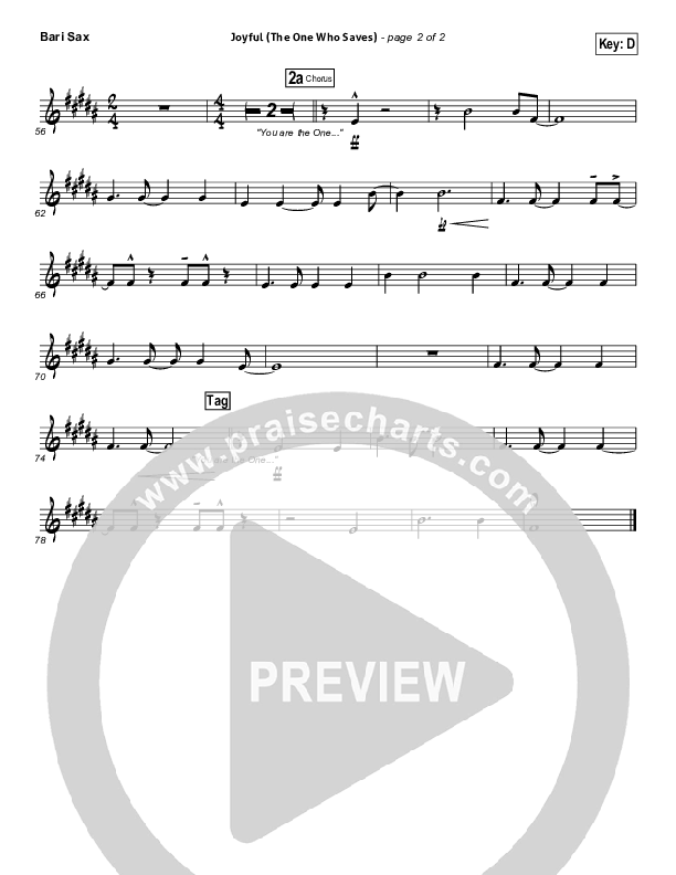 Joyful (The One Who Saves) Bari Sax (Brenton Brown)