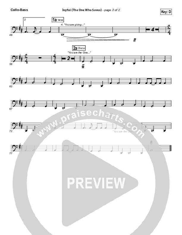 Joyful (The One Who Saves) Cello/Bass (Brenton Brown)