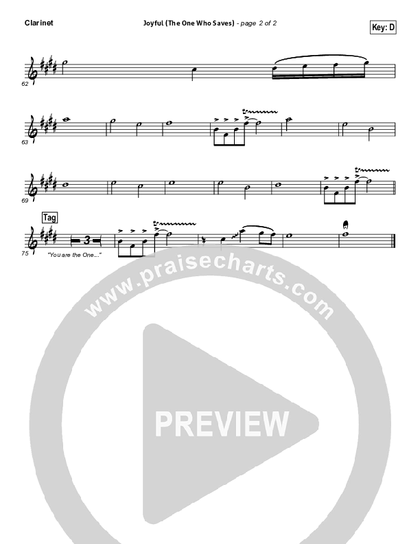 Joyful (The One Who Saves) Clarinet (Brenton Brown)