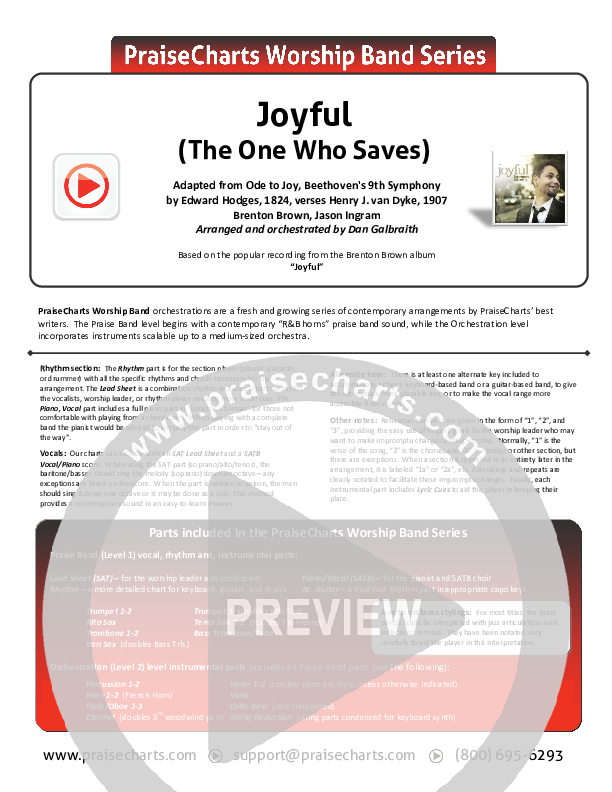 Joyful (The One Who Saves) Cover Sheet (Brenton Brown)