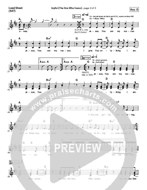 Joyful (The One Who Saves) Lead Sheet (Brenton Brown)