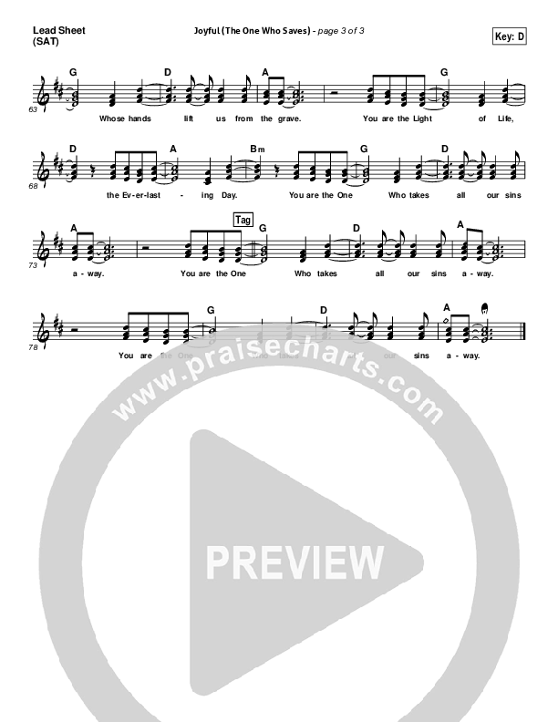 Joyful (The One Who Saves) Lead Sheet (Brenton Brown)