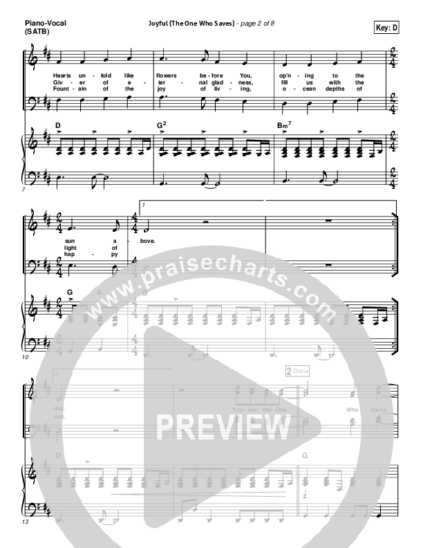 Joyful (The One Who Saves) Piano/Vocal (Brenton Brown)