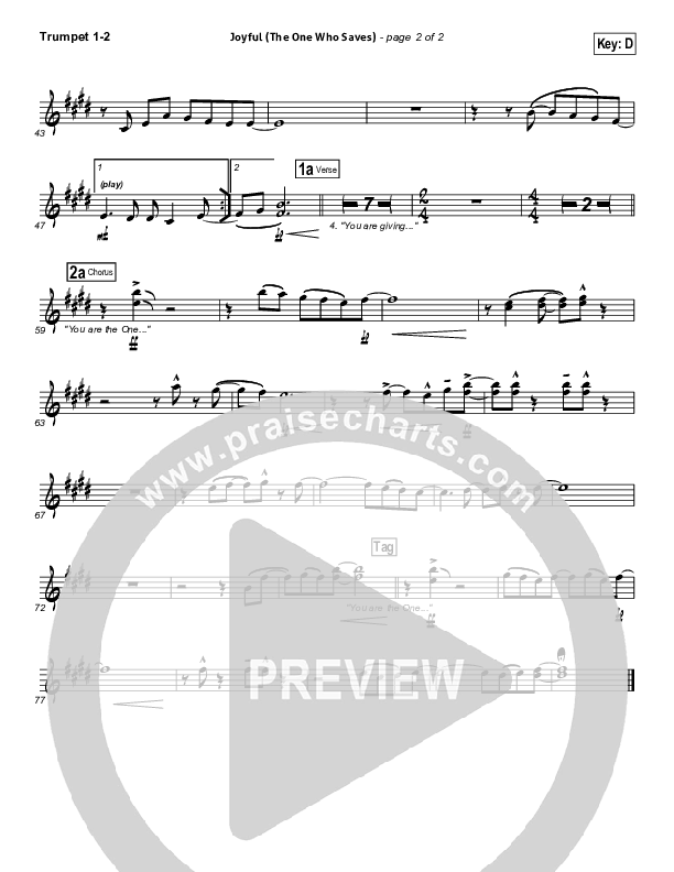 Joyful (The One Who Saves) Trumpet 1,2 (Brenton Brown)