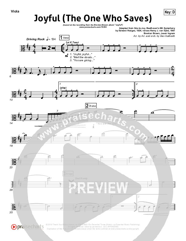 Joyful (The One Who Saves) Viola (Brenton Brown)