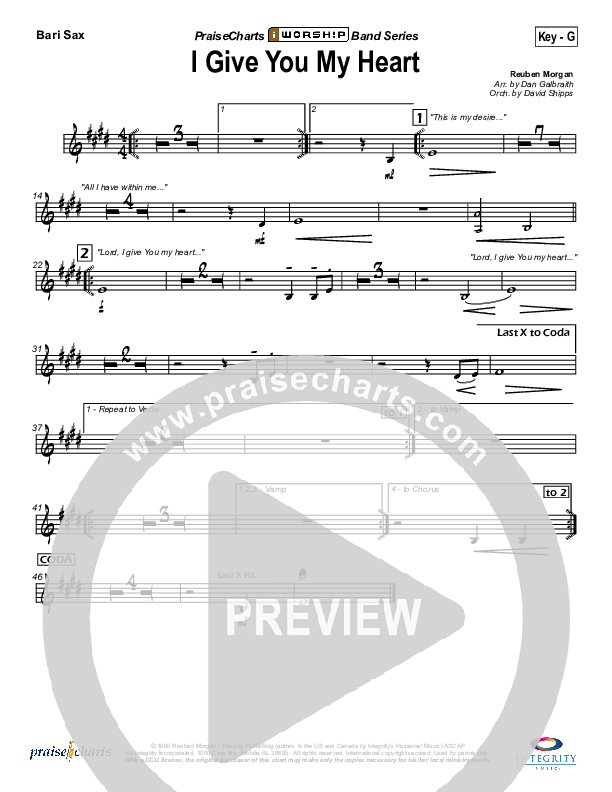 I Give You My Heart Bari Sax (Hillsong Worship)