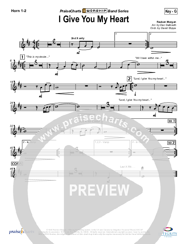 I Give You My Heart French Horn 1,2 (Hillsong Worship)