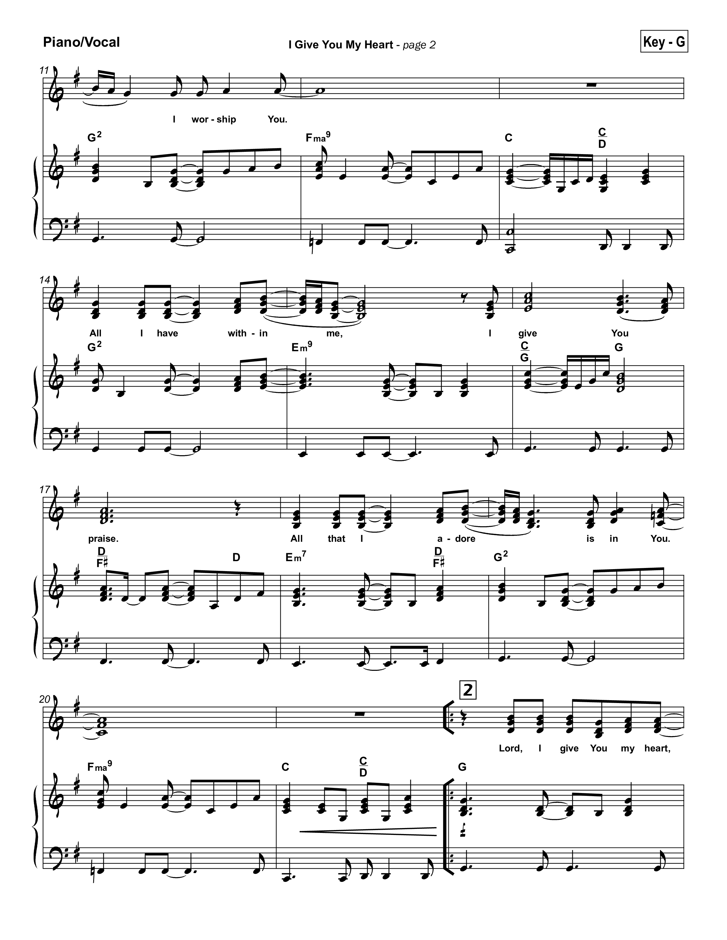 I Give You My Heart Piano/Vocal (SATB) (Hillsong Worship)