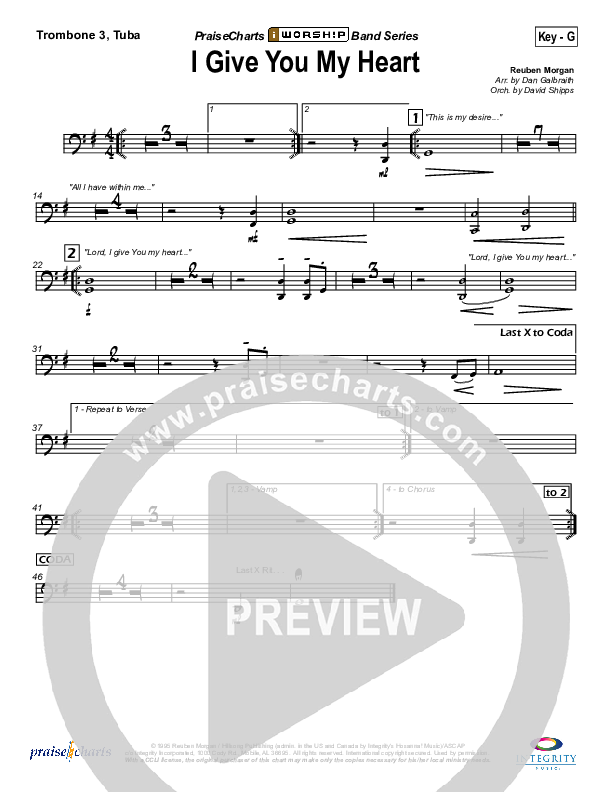 I Give You My Heart Trombone 3/Tuba (Hillsong Worship)
