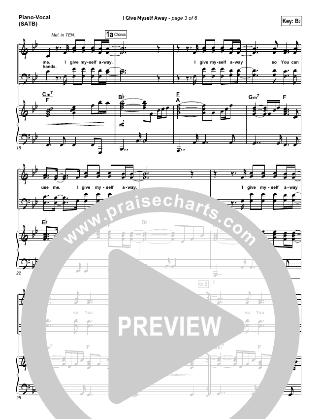 I Give Myself Away Sheet Music (William McDowell) - PraiseCharts
