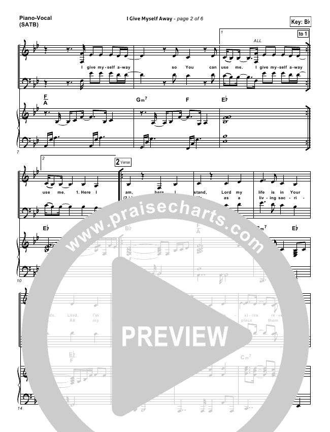 I Give Myself Away Lead Sheet & Piano/Vocal - William McDowell