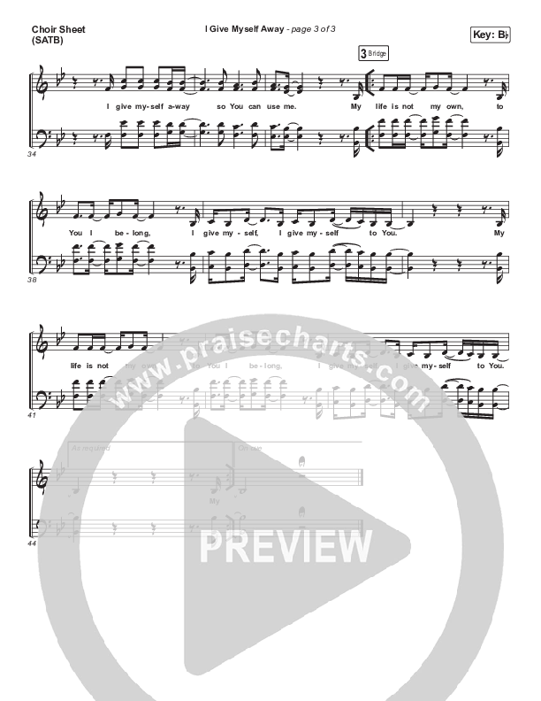 I Give Myself Away Choir Vocals (SATB) (William McDowell)