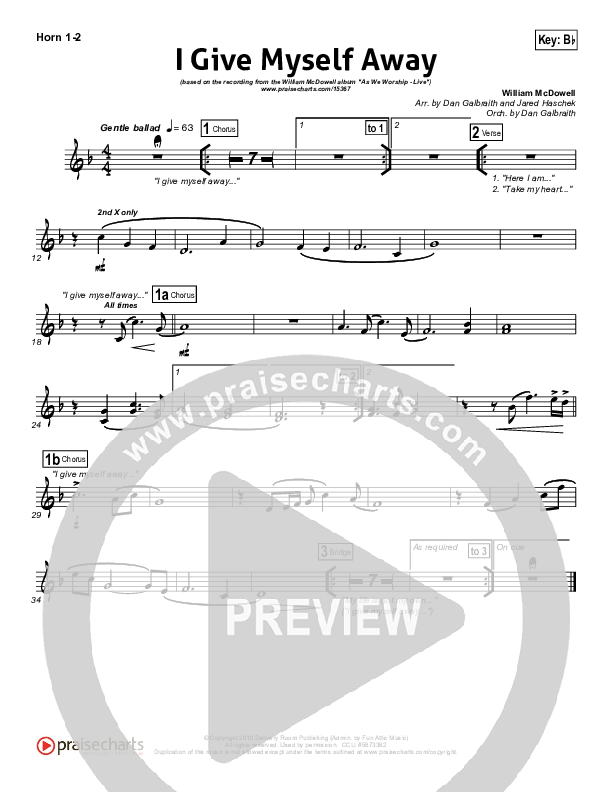 I Give Myself Away Brass Pack (William McDowell)