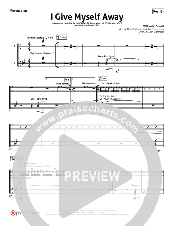 I Give Myself Away Percussion (William McDowell)