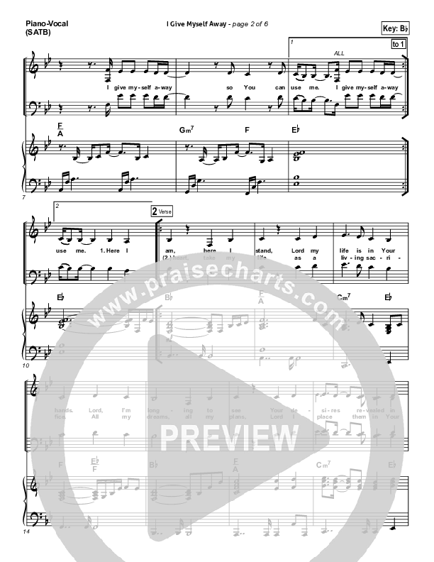 I Give Myself Away Piano/Vocal (SATB) (William McDowell)
