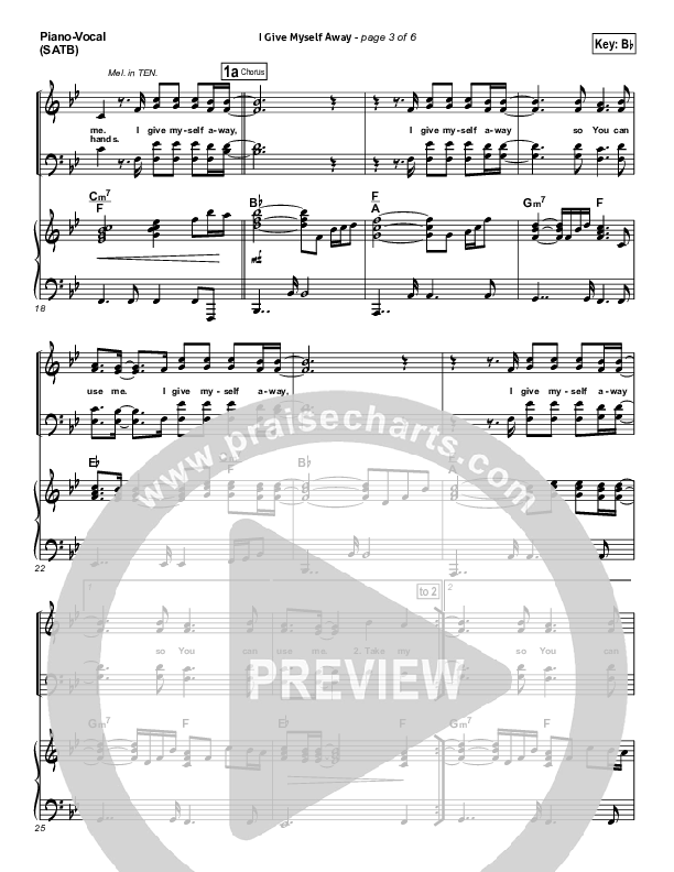 I Give Myself Away Piano/Vocal (SATB) (William McDowell)