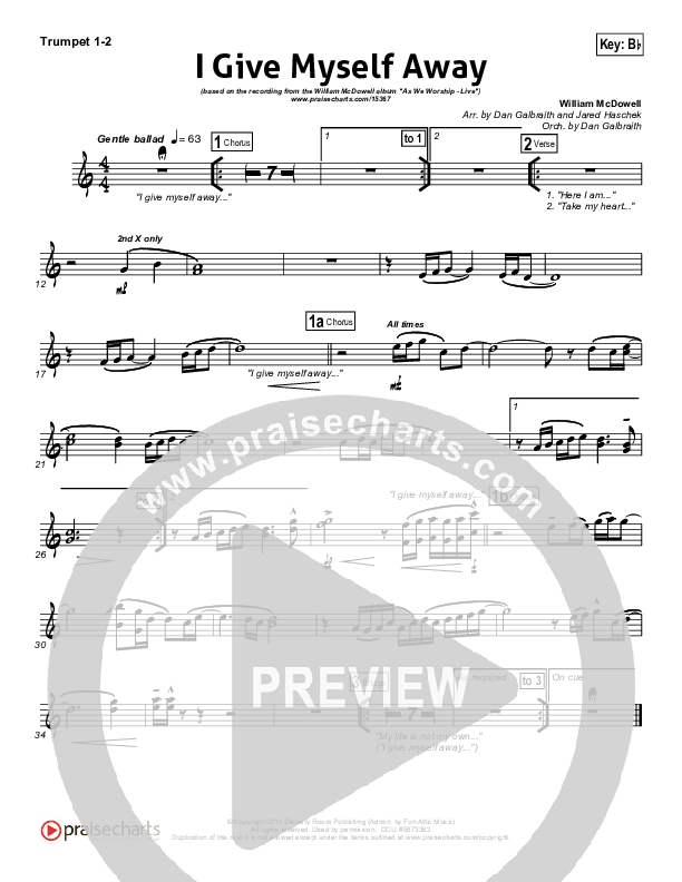 I Give Myself Away Brass Pack (William McDowell)