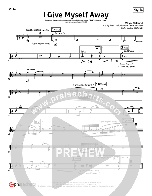 I Give Myself Away Viola (William McDowell)